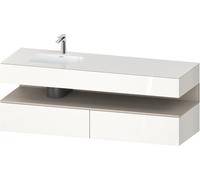 Duravit Qatego lavabo encastré avec meuble sous-lavabo en console, 1600x550x600mm, niche taupe mat, vasque à gauche, QA4795091220000, Couleur: Blanc brillant