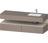 Duravit Qatego lavabo encastré avec meuble sous-lavabo en console, 1600x550x600mm, niche Taupe Supermatt, vasque à droite, QA4796083430000, Couleur: Basalte mat