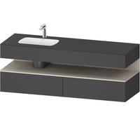 Duravit Qatego lavabo encastré avec meuble sous-lavabo en console, 1600x550x600mm, niche Taupe Supermatt, vasque à gauche, QA4795083490010, Couleur: Graphite mat/avec Ã©clairage de niche