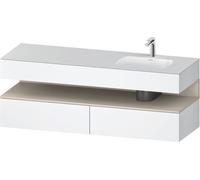 Duravit Qatego lavabo encastré avec meuble sous-lavabo en console, 1600x550x600mm, niche Taupe Supermatt, vasque à droite, QA4796083180000, Couleur: Blanc Mat