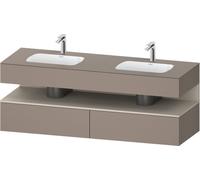 Duravit Qatego lavabo encastré avec meuble sous-lavabo en console, 1600x550x600mm, niche Taupe Supermatt, lavabo double, QA4797083430010, Couleur: basalte mat/avec éclairage de niche