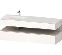 Duravit Qatego lavabo encastré avec meuble sous-lavabo en console, 1600x550x600mm, niche Taupe Supermatt, vasque à gauche, QA4795083220010, Couleur: Blanc brillant/avec Ã©clairage de niche