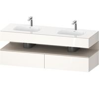 Duravit Qatego lavabo encastré avec meuble sous-lavabo en console, 1600x550x600mm, niche Taupe Supermatt, lavabo double, QA4797083220000, Couleur: Blanc brillant