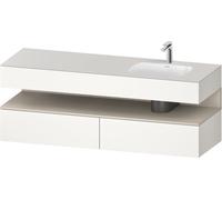 Duravit Qatego lavabo encastré avec meuble sous-lavabo en console, 1600x550x600mm, niche Taupe Supermatt, vasque à droite, QA4796083840010, Couleur: Blanc supermat/avec éclairage de niche