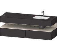 Duravit Qatego lavabo encastré avec meuble sous-lavabo en console, 1600x550x600mm, niche Taupe Supermatt, vasque à droite, QA4796083800010, Couleur: Graphite supermat/avec Ã©clairage de niche