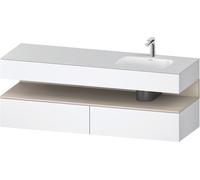Duravit Qatego lavabo encastré avec meuble sous-lavabo en console, 1600x550x600mm, niche Taupe Supermatt, vasque à droite, QA4796083180010, Couleur: Blanc mat/avec Ã©clairage de niche