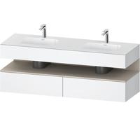 Duravit Qatego lavabo encastré avec meuble sous-lavabo en console, 1600x550x600mm, niche Taupe Supermatt, lavabo double, QA4797083180010, Couleur: Blanc mat/avec éclairage de niche