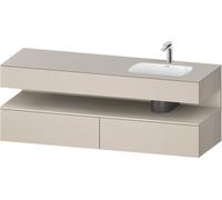 Duravit Qatego lavabo encastré avec meuble sous-lavabo en console, 1600x550x600mm, niche Taupe Supermatt, vasque à droite, QA4796083910010, Couleur: Taupe mat/avec éclairage de niche