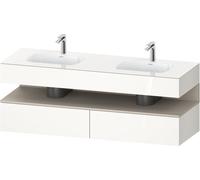 Duravit Qatego lavabo encastré avec meuble sous-lavabo en console, 1600x550x600mm, niche Taupe Supermatt, lavabo double, QA4797083220010, Couleur: Blanc brillant/avec Ã©clairage de niche