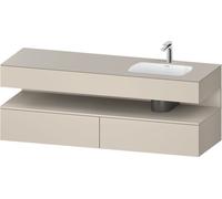 Duravit Qatego lavabo encastré avec meuble sous-lavabo en console, 1600x550x600mm, niche Taupe Supermatt, vasque à droite, QA4796083830010, Couleur: Taupe Supermatt/avec éclairage de niche