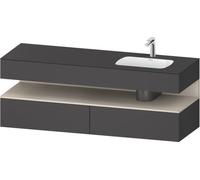 Duravit Qatego lavabo encastré avec meuble sous-lavabo en console, 1600x550x600mm, niche Taupe Supermatt, vasque à droite, QA4796083490000, Couleur: Graphite mat