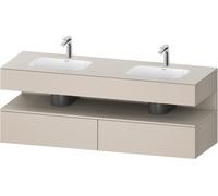 Duravit Qatego lavabo encastré avec meuble sous-lavabo en console, 1600x550x600mm, niche Taupe Supermatt, lavabo double, QA4797083910010, Couleur: Taupe mat/avec Ã©clairage de niche