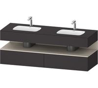 Duravit Qatego lavabo encastré avec meuble sous-lavabo en console, 1600x550x600mm, niche Taupe Supermatt, lavabo double, QA4797083800010, Couleur: Graphite supermat/avec Ã©clairage de niche