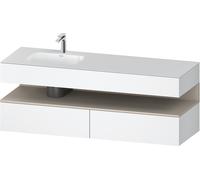 Duravit Qatego lavabo encastré avec meuble sous-lavabo en console, 1600x550x600mm, niche Taupe Supermatt, vasque à gauche, QA4795083180000, Couleur: Blanc Mat