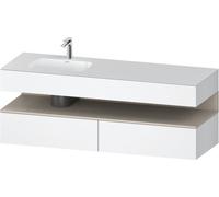 Duravit Qatego lavabo encastré avec meuble sous-lavabo en console, 1600x550x600mm, niche Taupe Supermatt, vasque à gauche, QA4795083180010, Couleur: Blanc mat/avec éclairage de niche