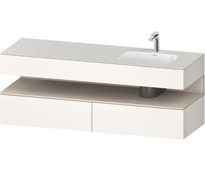 Duravit Qatego lavabo encastré avec meuble sous-lavabo en console, 1600x550x600mm, niche Taupe Supermatt, vasque à droite, QA4796083840000, Couleur: Blanc Supermatt