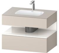 Duravit Qatego lavabo encastré avec meuble sous-lavabo en console, 800x550x600mm, niche blanc brillant, QA4785022910010, Couleur: Taupe mat/avec éclairage de niche