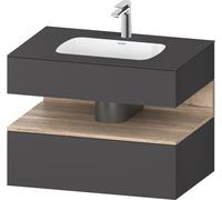 Duravit Qatego lavabo encastré avec meuble sous-lavabo en console, 800x550x600mm, niche en chêne mamelonné, QA4785055490000, Couleur: Graphite mat