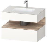 Duravit Qatego lavabo encastré avec meuble sous-lavabo en console, 800x550x600mm, niche en chêne mamelonné, QA4785055840000, Couleur: Blanc Supermatt