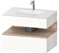 Duravit Qatego lavabo encastré avec meuble sous-lavabo en console, 800x550x600mm, niche en chêne mamelonné, QA4785055220000, Couleur: Blanc brillant