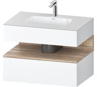 Duravit Qatego lavabo encastré avec meuble sous-lavabo en console, 800x550x600mm, niche en chêne mamelonné, QA4785055180010, Couleur: Blanc mat/avec éclairage de niche