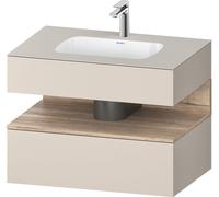 Duravit Qatego lavabo encastré avec meuble sous-lavabo en console, 800x550x600mm, niche en chêne mamelonné, QA4785055910010, Couleur: Taupe mat/avec Ã©clairage de niche