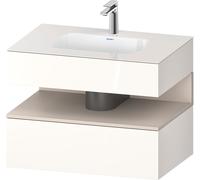 Set Meuble Salle De Bain Duravit Qatego Lavabo 1 trou, 1 tiroir, 1 niche 800mm Taupe Mat/Blanc brillant QA4785091220000
