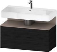 Duravit Qatego Meuble sous-lavabo, 1 tiroir et 1 tiroir, 990x470x590mm, niche basalte mat, QA4395043160010, Couleur: ChÃªne noir/avec Ã©clairage de niche