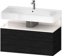 Duravit Qatego Meuble sous-lavabo, 1 tiroir et 1 tiroir, 990x470x590mm, niche blanc brillant, QA4395022160010, Couleur: ChÃªne noir/avec Ã©clairage de niche