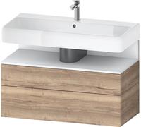 Duravit Qatego Meuble sous-lavabo, 1 tiroir et 1 tiroir, 990x470x590mm, niche blanc mat, QA4395018550010, Couleur: ChÃªne marbrÃ©/avec Ã©clairage de niche