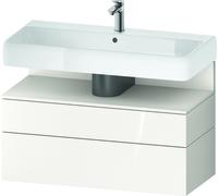 Duravit Qatego Meuble sous-lavabo, 1 tiroir et 1 tiroir, 990x470x590mm, niche blanc supermat, QA4395084220010, Couleur: Blanc brillant/avec Ã©clairage de niche