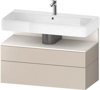 Duravit Qatego Meuble sous-lavabo, 1 tiroir et 1 tiroir, 990x470x590mm, niche blanc supermat, QA4395084830010, Couleur: Taupe Supermatt/avec Ã©clairage de niche