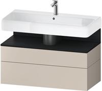 Duravit Qatego Meuble sous-lavabo, 1 tiroir et 1 tiroir, 990x470x590mm, niche chêne noir, QA4395016910000, Couleur: Taupe mat