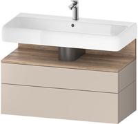 Duravit Qatego Meuble sous-lavabo, 1 tiroir et 1 tiroir, 990x470x590mm, niche en chêne mamelonné, QA4395055910000, Couleur: Taupe mat