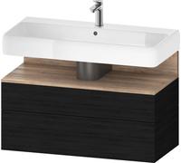 Duravit Qatego Meuble sous-lavabo, 1 tiroir et 1 tiroir, 990x470x590mm, niche en chêne mamelonné, QA4395055160000, Couleur: Chêne Noir