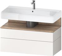 Duravit Qatego Meuble sous-lavabo, 1 tiroir et 1 tiroir, 990x470x590mm, niche en chêne mamelonné, QA4395055840010, Couleur: Blanc supermat/avec Ã©clairage de niche