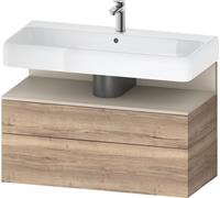 Duravit Qatego Meuble sous-lavabo, 1 tiroir et 1 tiroir, 990x470x590mm, niche Taupe Supermatt, QA4395083550010, Couleur: ChÃªne marbrÃ©/avec Ã©clairage de niche