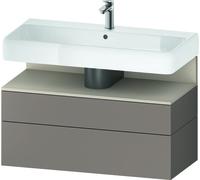 Duravit Qatego Meuble sous-lavabo, 1 tiroir et 1 tiroir, 990x470x590mm, niche Taupe Supermatt, QA4395083430010, Couleur: basalte mat/avec Ã©clairage de niche