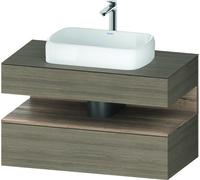 Duravit Qatego Meuble sous-lavabo avec console, 1 tiroir, 1 tiroir, découpe au centre, 1000x550x600mm, niche en chêne marbré, QA4731055350010, Couleur: ChÃªne Terra/avec Ã©clairage de niche