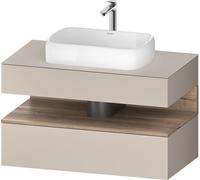 Duravit Qatego Meuble sous-lavabo avec console, 1 tiroir, 1 tiroir, découpe au centre, 1000x550x600mm, niche en chêne marbré, QA4731055910000, Couleur: Taupe mat