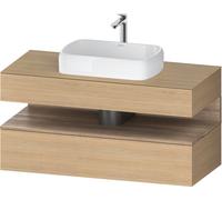 Duravit Qatego Meuble sous-lavabo avec console, 1 tiroir, 1 tiroir, découpe au centre, 1200x550x600mm, niche en chêne marbré, QA4732055300000, Couleur: Chêne Nature