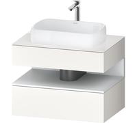 Duravit Qatego Meuble sous-lavabo avec console, 1 tiroir, 1 tiroir, découpe au centre, 800x550x600mm, niche blanc mat, QA4730018220000, Couleur: Blanc brillant