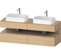 Duravit Qatego Meuble sous-lavabo avec console, 2 tiroirs, 2 découpes, 1600x550x600mm, niche en chêne marbré, QA4779055300000, Couleur: Chêne Nature