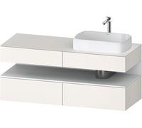 Duravit Qatego Meuble sous-lavabo avec console, 2 tiroirs, 2 tiroirs, découpe à droite, 1400x550x600mm, niche blanc mat, QA4766018840010, Couleur: Blanc supermat/avec Ã©clairage de niche
