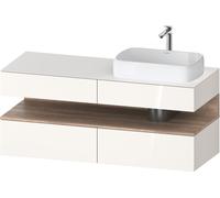 Duravit Qatego Meuble sous-lavabo avec console, 2 tiroirs, 2 tiroirs, découpe à droite, 1400x550x600mm, niche en chêne marbré, QA4766055220000, Couleur: Blanc brillant