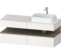 Duravit Qatego Meuble sous-lavabo avec console, 2 tiroirs, 2 tiroirs, découpe à droite, 1400x550x600mm, niche chêne terra, QA4766035840000, Couleur: Blanc Supermatt