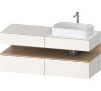 Duravit Qatego Meuble sous-lavabo avec console, 2 tiroirs, 2 tiroirs, découpe à droite, 1400x550x600mm, niche en chêne naturel, QA4766030840000, Couleur: Blanc Supermatt