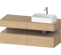 Duravit Qatego Meuble sous-lavabo avec console, 2 tiroirs, 2 tiroirs, découpe à droite, 1400x550x600mm, niche en chêne marbré, QA4766055300000, Couleur: Chêne Nature
