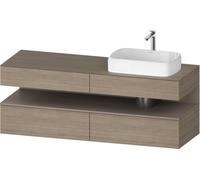 Duravit Qatego Meuble sous-lavabo avec console, 2 tiroirs, 2 tiroirs, découpe à droite, 1600x550x600mm, niche basalte mat, QA4778043350010, Couleur: ChÃªne Terra/avec Ã©clairage de niche