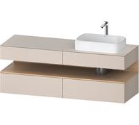 Duravit Qatego Meuble sous-lavabo avec console, 2 tiroirs, 2 tiroirs, découpe à droite, 1600x550x600mm, niche en chêne naturel, QA4778030910000, Couleur: Taupe mat